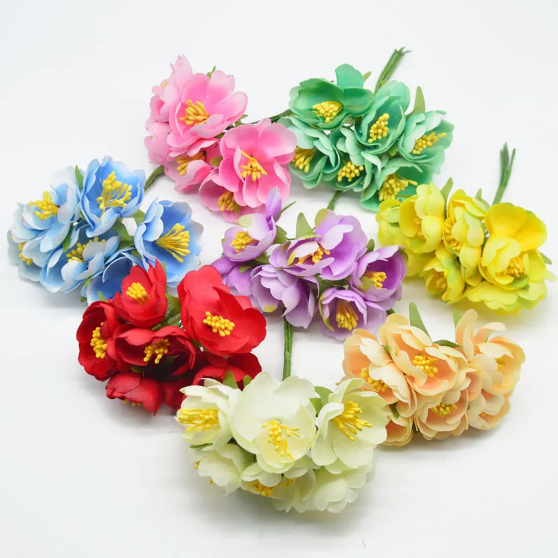 6 шт. 4 см Искусственный цветок шелковые чайные тычинки розы ручной работы