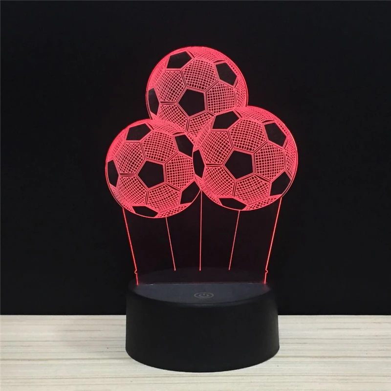 3 три футбольные LED 3D ночник акриловая Ночная лампа светящаяся с касанием и лампы
