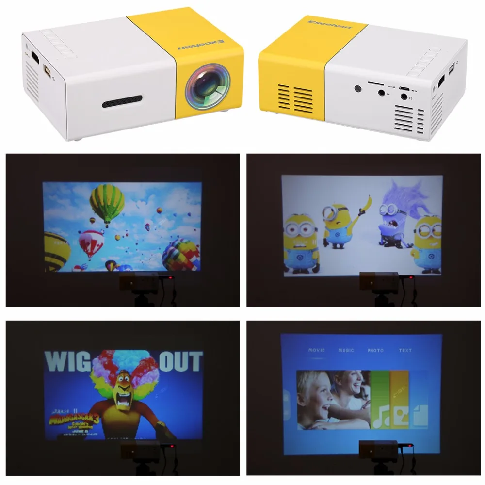 YG300 светодиодный портативный проектор 500LM 3,5 мм 320x240 пикселей HDMI USB Мини проектор домашний медиаплеер Поддержка 1080p
