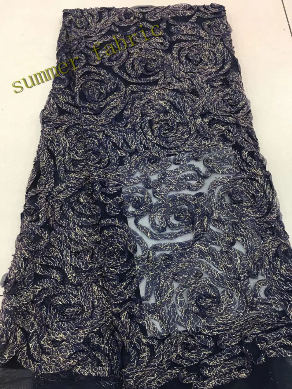 (5yards/pcs) Flower embroidery French tulle lace fabric Black gold thread african french high quality | Дом и сад