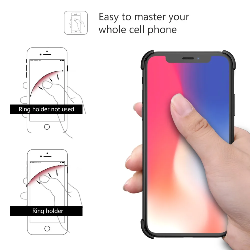 X Shape with Ring Holder case For iPhone XS Shell for MAX Case Metal Bumper With Gift Glass Film | Мобильные телефоны и