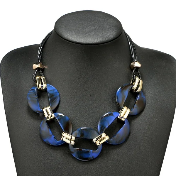 blue Find Me модное массивное ожерелье и кулоны с кожаным шнуром, винтажное плетение воротника, колье, ожерелье для женщин, ювелирные изделия - Окраска металла: blue