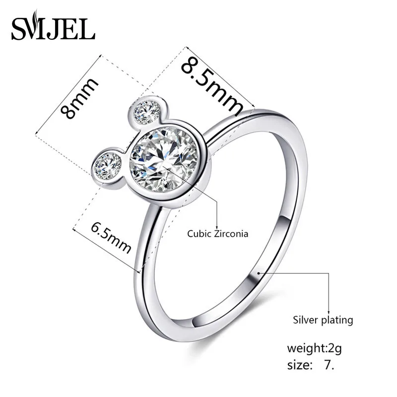 SYJZ197 Size 7 SMJEL 925 серебряные браслеты с Микки и браслеты детские ювелирные изделия женские серебряные звенья цепи браслеты Минни животных - Окраска металла: SYJZ197 Size 7