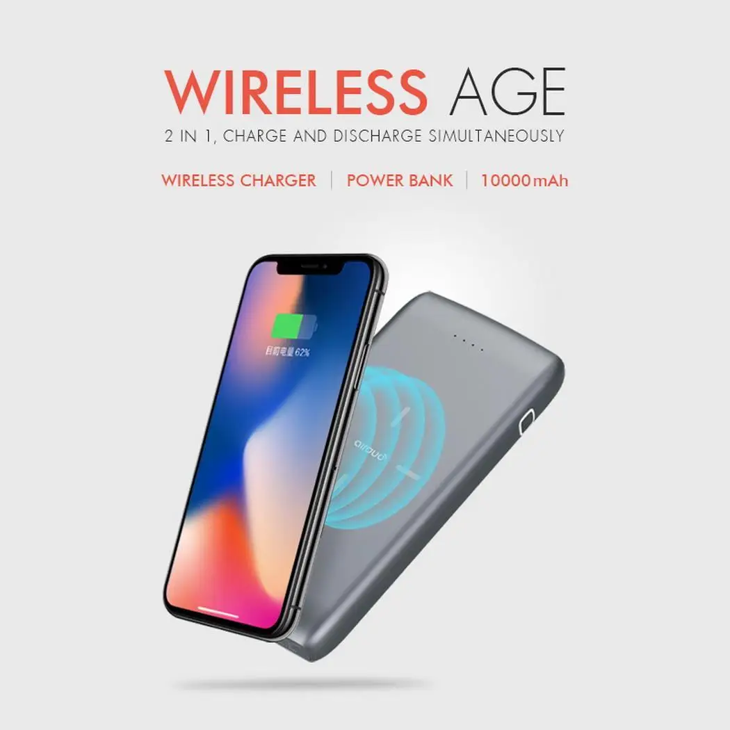 20000 мАч портативный двойной USB выход беспроводной кабель для зарядного