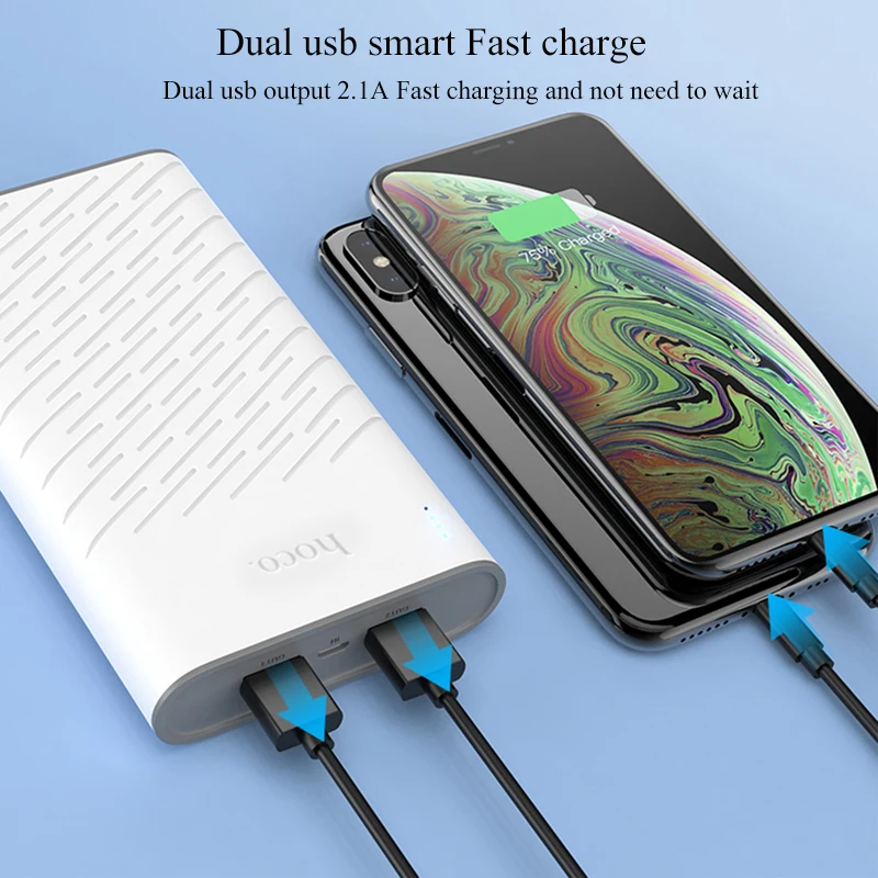 HOCO power Bank 20000 мАч Универсальный внешний аккумулятор портативное Внешнее зарядное устройство для iPhone X XS XR 8 Xiaomi 8 Dual USB Pover bank