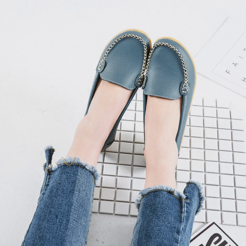 Женские мокасины из натуральной кожи на платформе