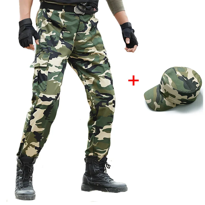 pants with cap Военная форма, камуфляжные штаны, тактические армейские Мультикам штаны, мужские CS охотничья одежда, Uniforme Militar, американские армейские штаны, мужские s - Цвет: pants with cap