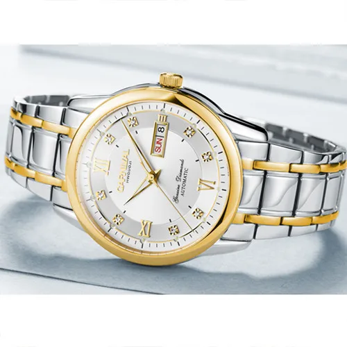 Diamond C8610goldwhi Карнавальный Швейцарский бизнес Топ бренд класса люкс часы для мужчин сапфир полный стали автоматические механические мужские часы водонепроницаемые montre - Цвет: Diamond C8610goldwhi