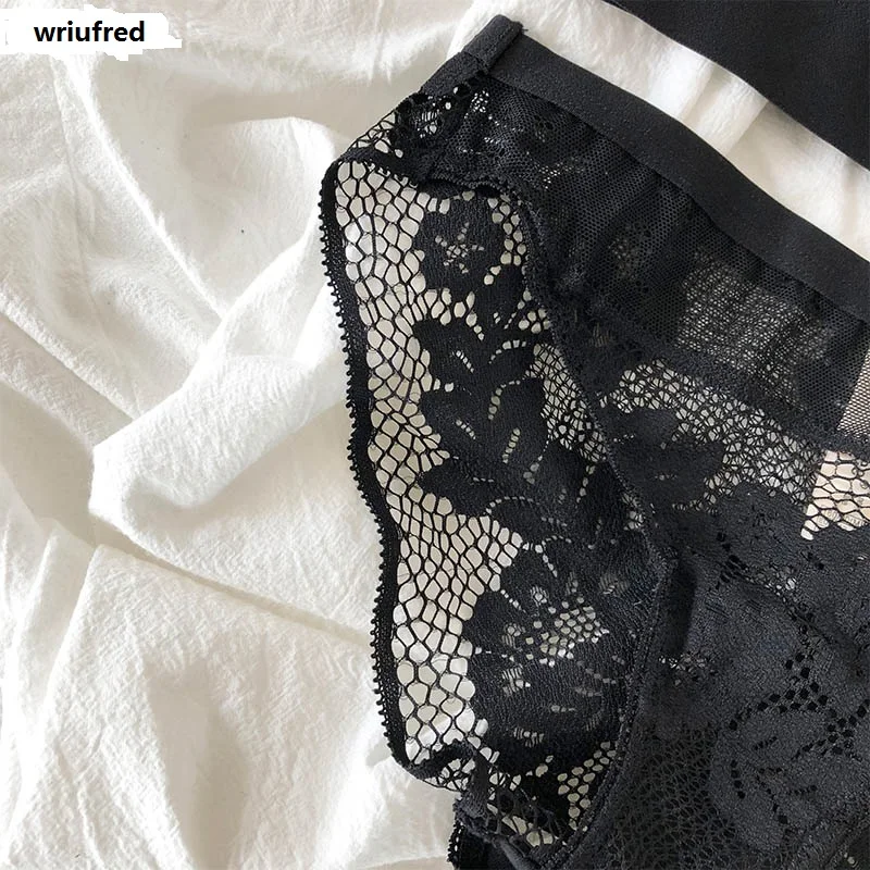 Wriufred, треугольная чашка, нижнее белье, наборы размера плюс, без косточек, комплект с бюстгальтером, сетка, перспективное нижнее белье, сексуальный кружевной бюстгальтер, комплекты трусов