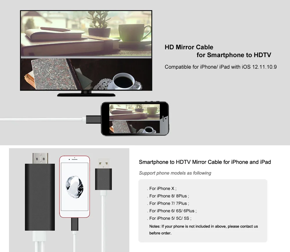 HDMI кабель для iPhone 6 S 7 8 Plus X iPad iOS 10 11 12 USB в HDMI конвертер HDTV Цифровой AV адаптер для Lightning-HDMI кабель