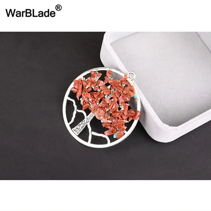 3 WarBLade 13 видов цветов Радуга 7 Чакра Древо жизни Подвески ожерелье s натуральный камень кристалл мудрости ожерелье в виде дерева жизни для женщин подарок - Окраска металла: 3