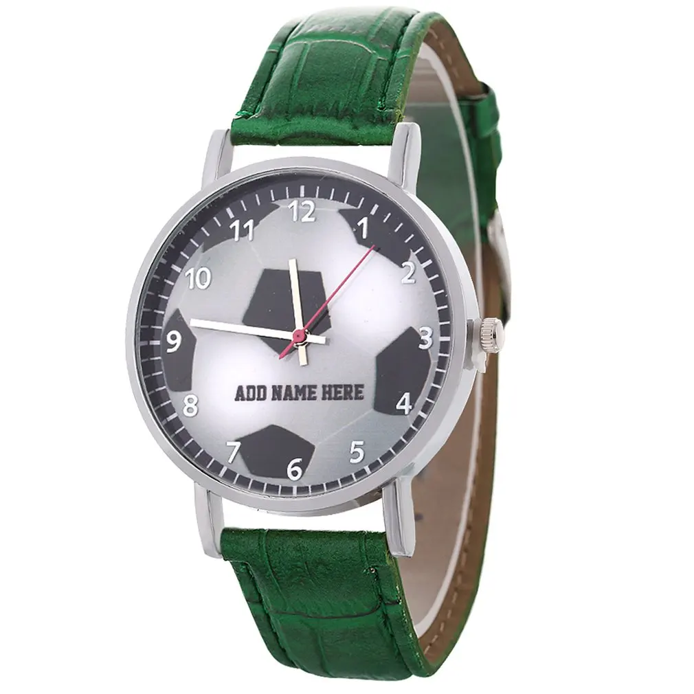 Кварцевые часы с футбольным узором спортивные мужские и женские наручные из