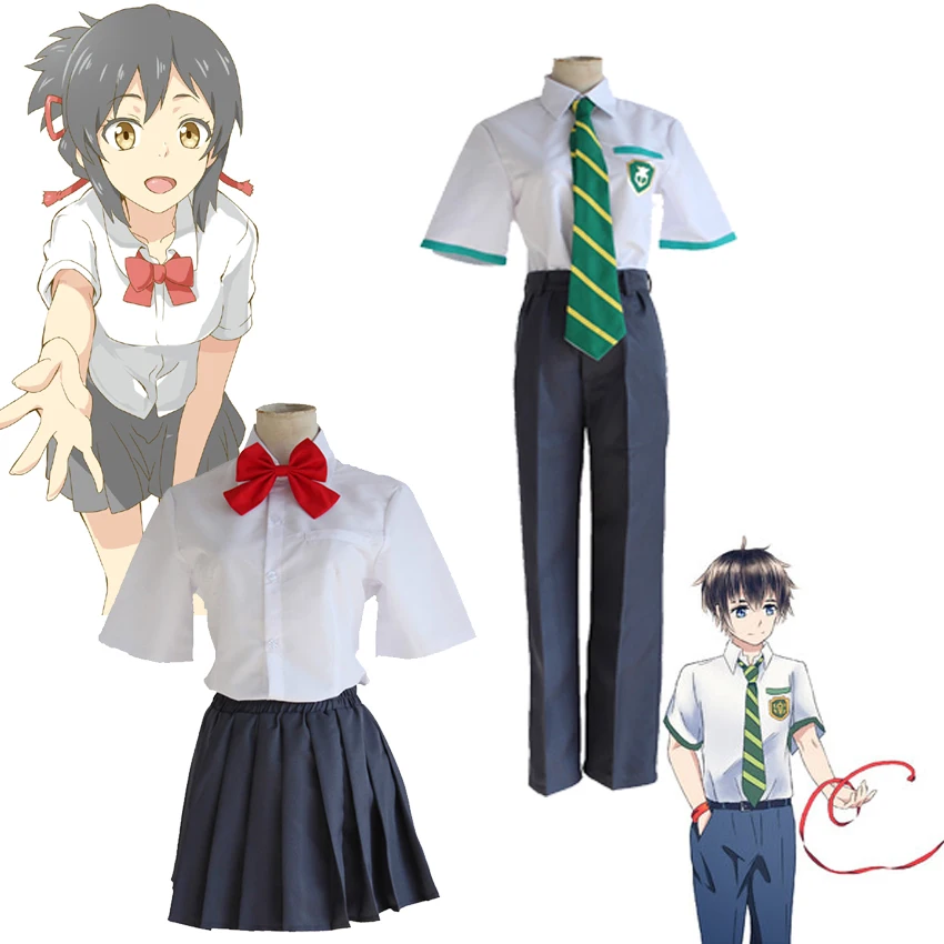 Аниме Кими no Na wa ваше имя Tachibana Taki Miyamizu Mitsuha косплей школьная форма комплект|uniform