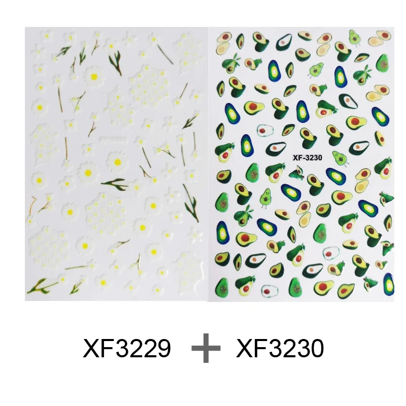 XF3229-XF3230 Addfavor, 2 шт, цветок, лист, милый стикер для ногтей, самоклеющиеся 3D наклейки для дизайна ногтей, наклейка, летнее украшение для ногтей для женщин, девочек, детей - Цвет: XF3229-XF3230