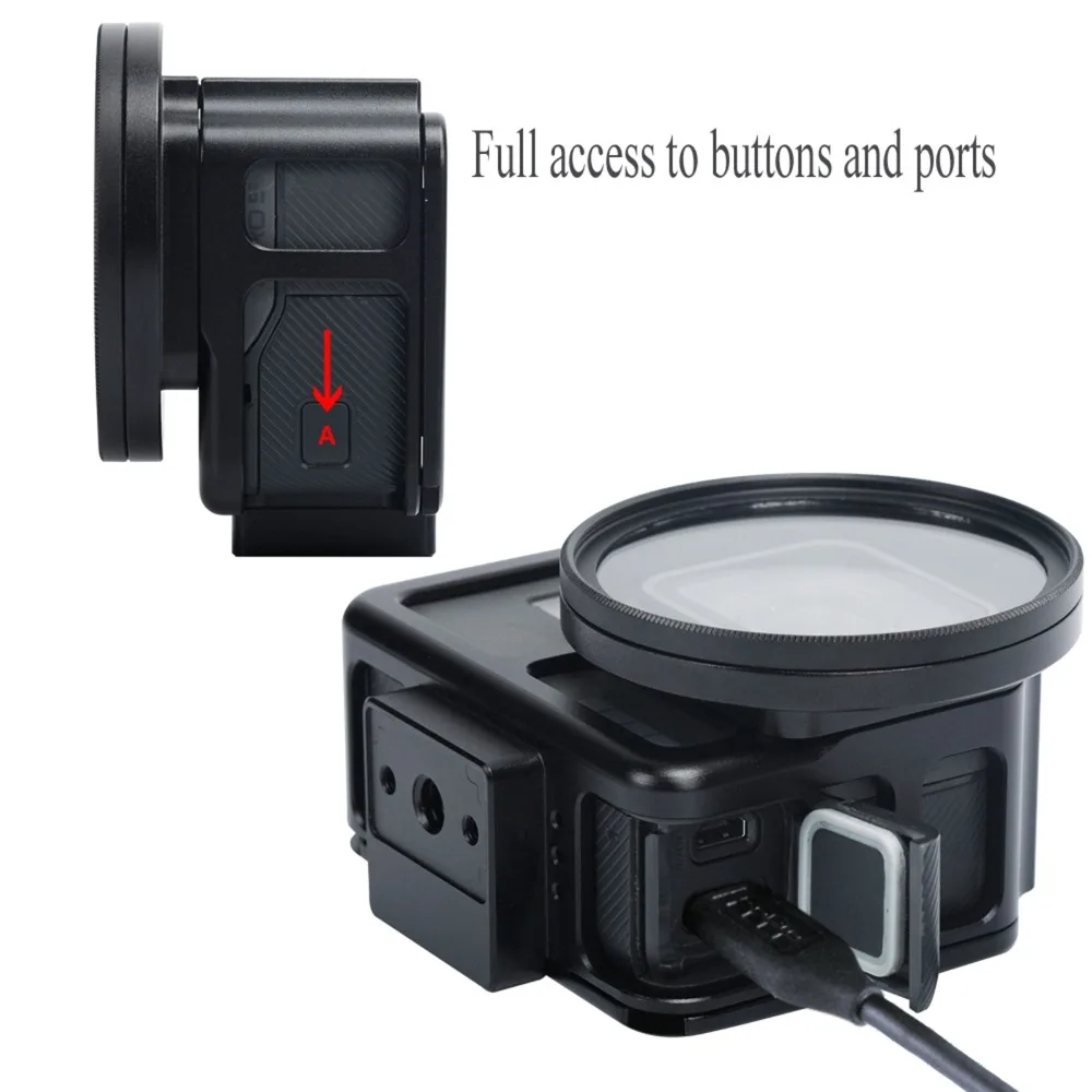 Protective Case For Gopro Hero7 Aluminum Housing Shell Cage Frame for Hero 7 Black Action Camera Accessories+ 52mm UV Lens | Электроника