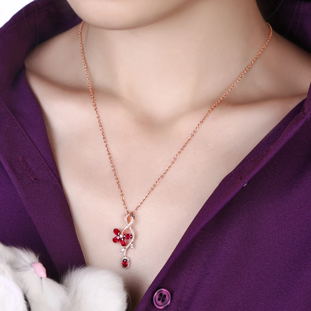 Красивые украшения 14 К розовое золото природных 1.49ct ruby &amp 0.29ct бриллиантами