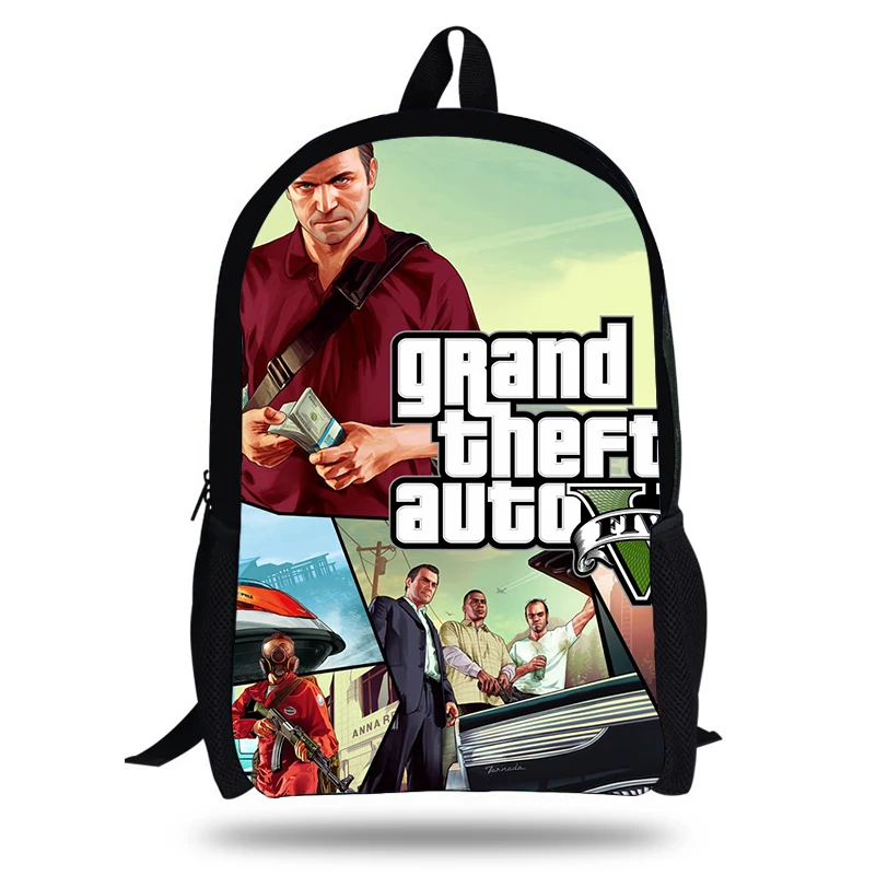 Рюкзак для детей 16 дюймов с принтом в виде поп игры GTA уличного боя Grand theft школьные