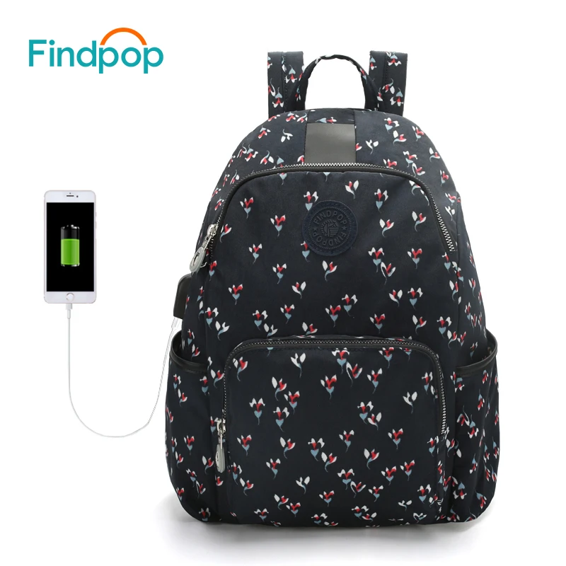 Рюкзак Findpop с USB зарядкой Женский нейлоновый водонепроницаемый рюкзак защитой от