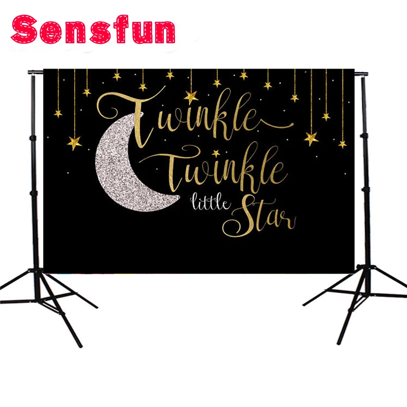 Виниловый фон для фотосъемки Sensfun черный золотой мерцающий Звездный