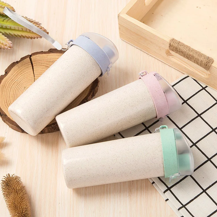 400ml Portable Water Bottle With Drinking Wheat Straw Creative Eco-Friendly Drink For Work Sports School Travel | Дом и сад