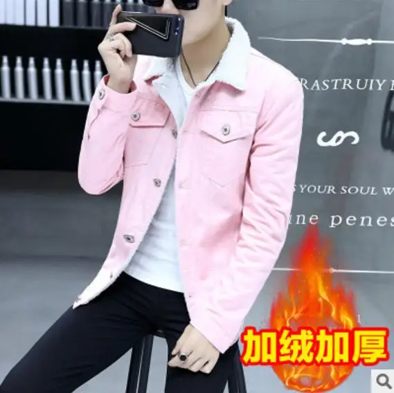 Мужская куртка и пальто модная теплая флисовая Плотная джинсовая 2019 зимняя