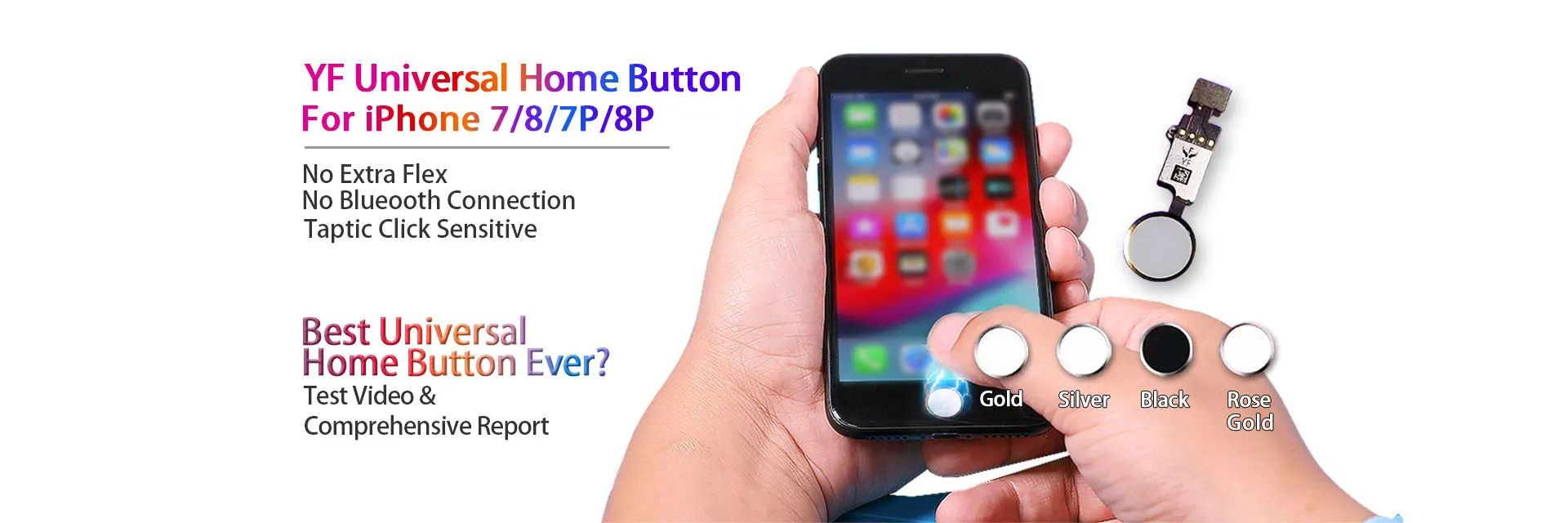Elekworld YF универсальная кнопка Home+ гибкий в сборе для iPhone 7/7 P/8/8 P возврата не включают в себя за счет сканера отпечатков пальцев, не нужен Bluetooth