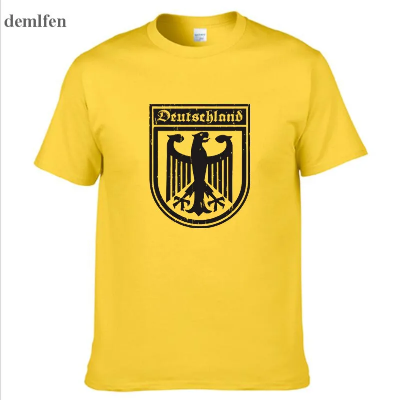 yellow Deutschland немецкий флаг; герб Орел с герба Германии Футболка Мужская Новая мода B человек o-образным вырезом Футболка Harajuku Топы Рубашки - Цвет: yellow