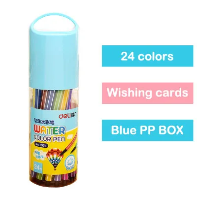 Sky blue -24 colors Набор канцтоваров для детей моющиеся Фломастеры 12/18/24/36/цвета цветная ручка для детей Рисунок Живопись акварельные худ - Цвет: Sky blue -24 colors