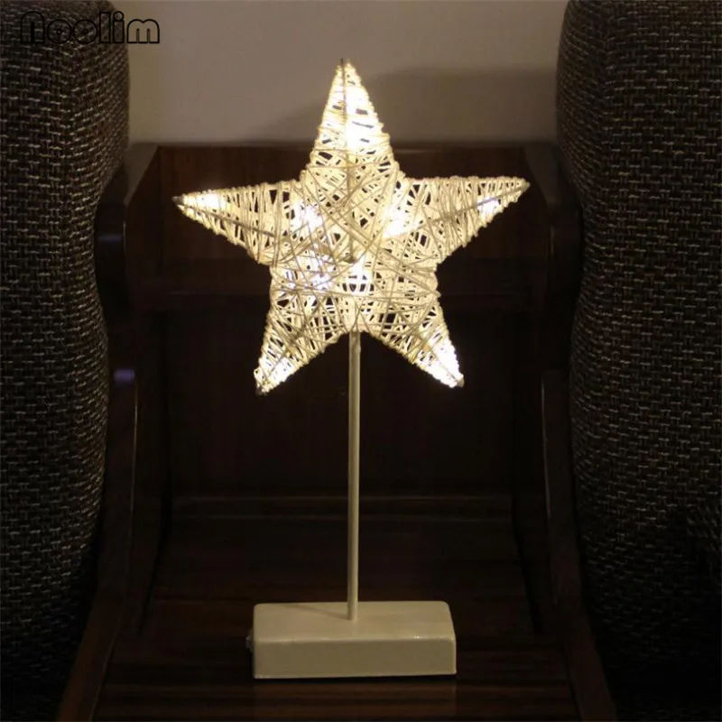 Noolim звезда в форме сердца трава ротанга Плетеный светодиодный ночсветильник