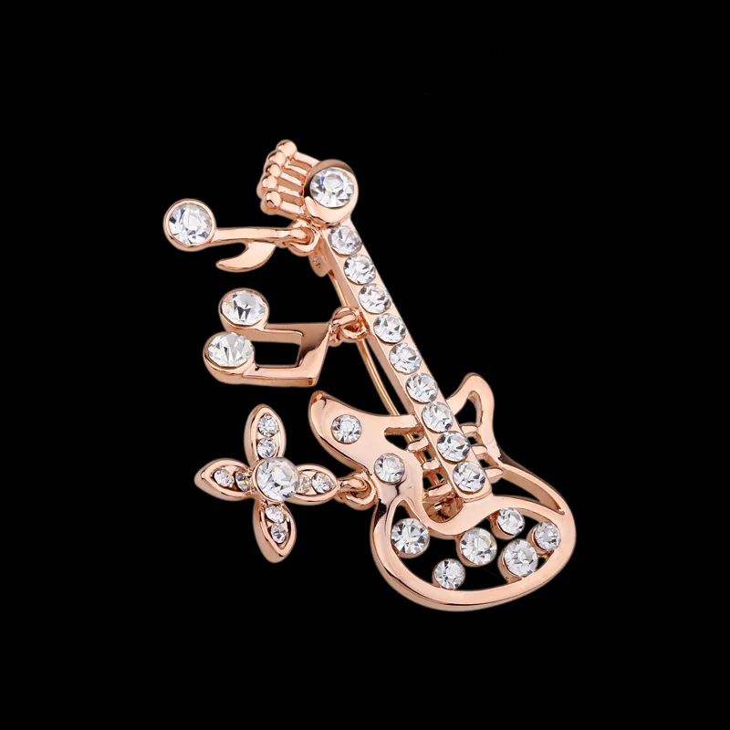 Brooches Pin 2016 Romantic Zinc Alloy New Wholesale Top Quality Bijuterias Upscale Guitar Brooch Exquisite Rhinestone Women | Украшения и