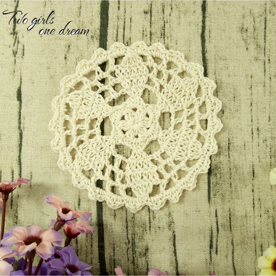 

Handmade Crochet Coaster Doily Flower Tray Pad Decoration Shooting Props Cover European Round Table Cup Mats 12CM 40PCS/LOT