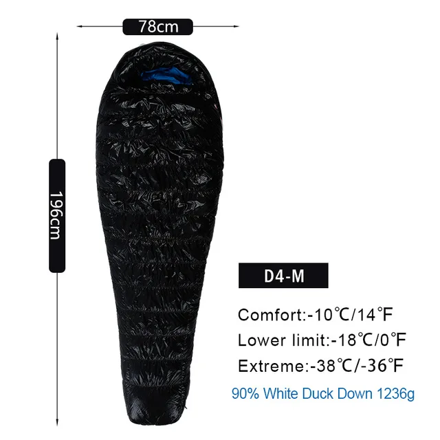 D4 Black M AEGISMAX D3/D4 серия белый утиный пух мумия кемпинг походный спальный мешок Сверхлегкий Открытый Нейлоновый зимний портативный спальный мешок - Цвет: D4 Black M