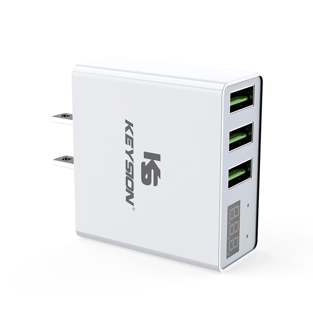 KEYSION светодиодный цифровой 3 порта USB зарядное устройство универсальное настенное зарядное устройство для мобильного телефона для iPhone XS MAX XR X 8 7 для samsung S8 S9 адаптер - Тип штекера: White US Plug
