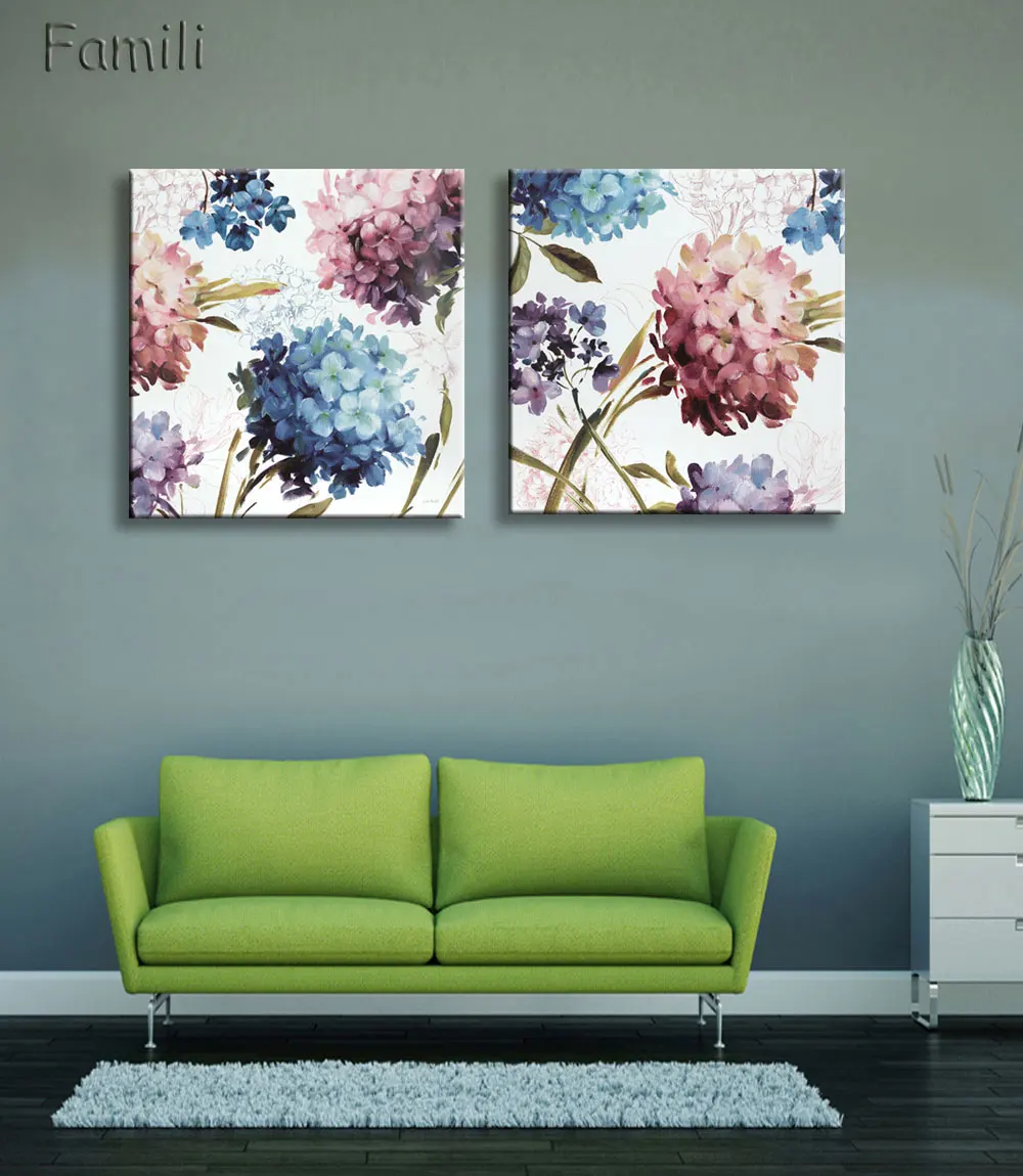 Retro Fashion 2pcs flower house ornaments children living room Decoration Canvas Painting on wall Hanging home decor unframed | Дом и сад