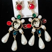 baroque pearl drop earrings shiny crystal rhinestones exaggerated statement earrings for women fashion jewelry