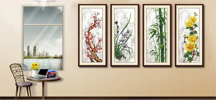 Diamond Mosaic 5D DIY Magic cube Painting Cross Stitch plum Bamboo orchid Chrysanthemum Diamonds Embroidery D45 | Дом и сад