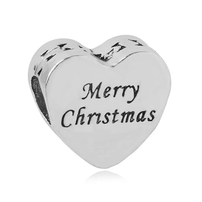 merry Christmas 45 стильных европейских серебряных сплавов бусинки с большими отверстиями подходят к оригиналу Pandora талисманы Браслет безделушка ювелирные изделия для женщин - Цвет: merry Christmas
