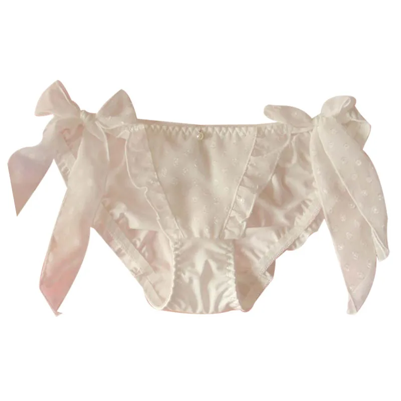 Japanese Soft Girl Sweet Girl Heart Chiffon Butterfly Knot Lotus Leaf Side Low-waist Sexy Belt Belt Underwear girls GZ-K17