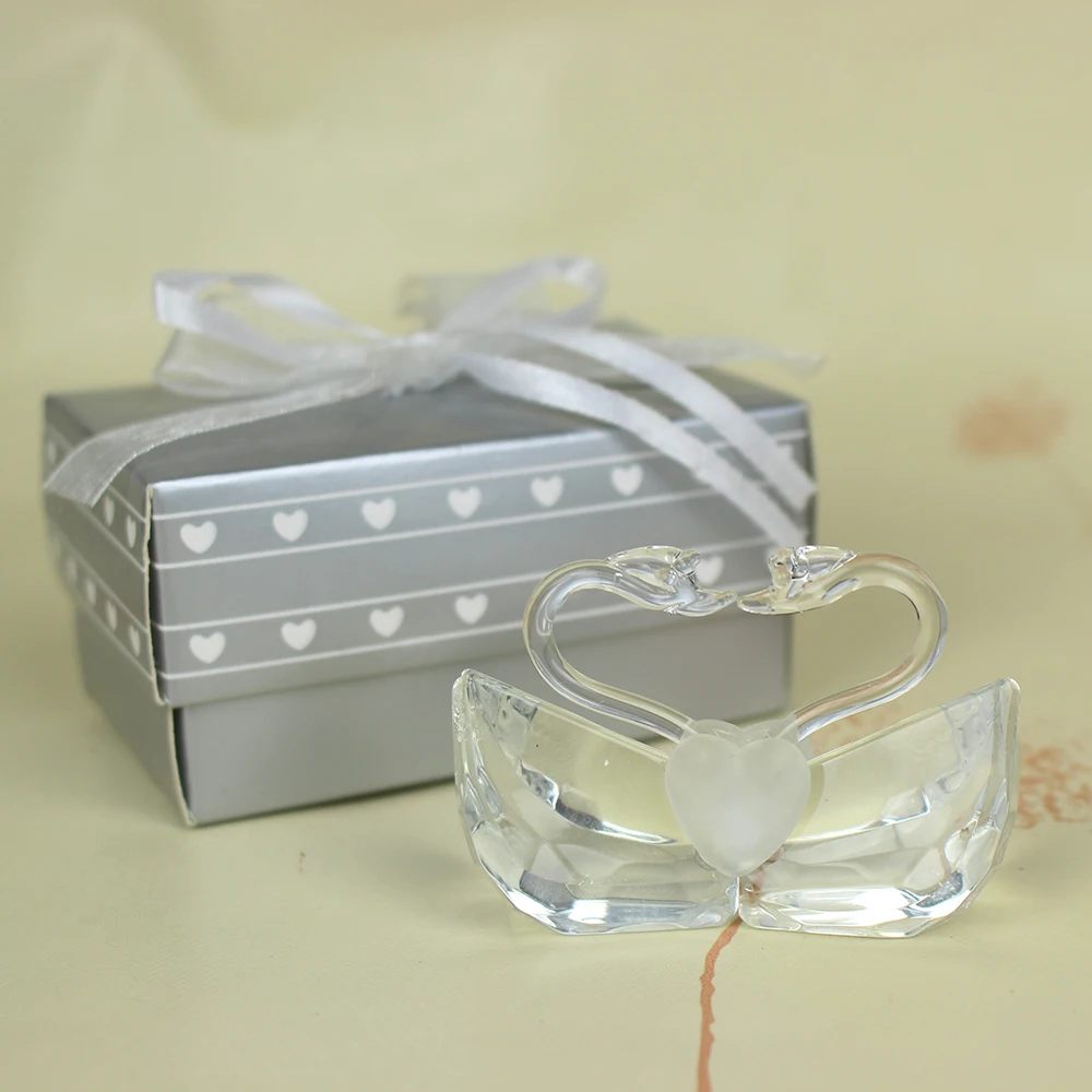 12 шт./лот романтические свадебные сувениры подарок хрустальный поцелуй лебедь