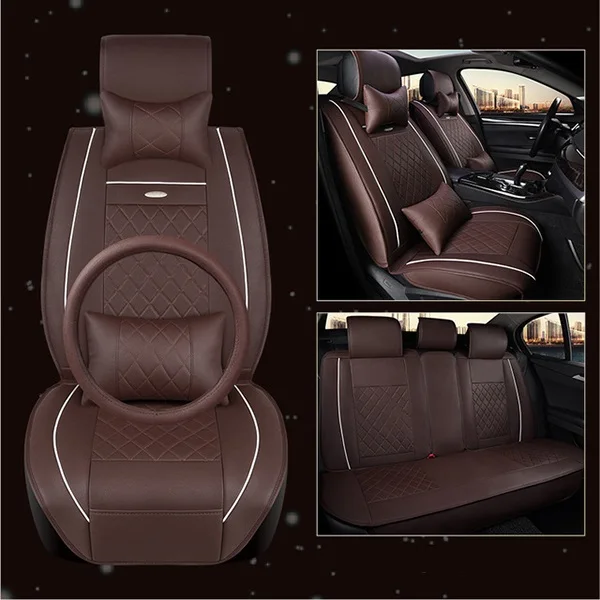 WLMWL, универсальный кожаный чехол для автокресла для Ssangyong, все модели Actyon Kyron Tivolan Rexton, Korando, аксессуары для стайлинга автомобилей - Название цвета: Coffee pillow