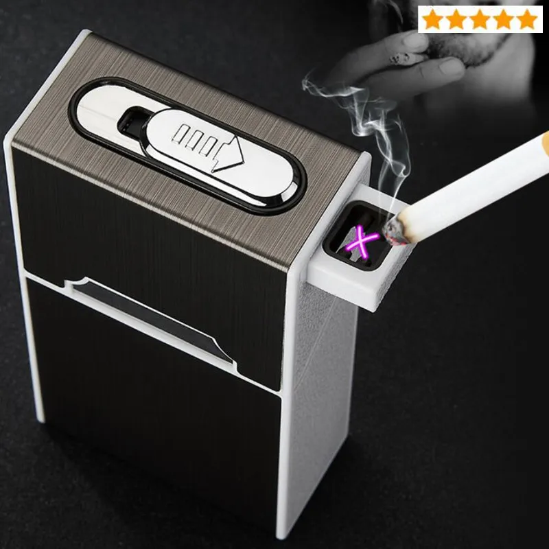 Двойная дуга usb зарядка прикуривателя и портсигар зажигалка для курения