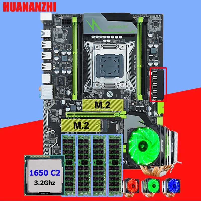 HUANANZHI X79 Pro настольная материнская плата с двойной M.2 NVMe SSD слот Процессор Intel Xeon E5 1650 C2 3,2 ГГц 6 труб охладитель Оперативная память 16G(4*4G