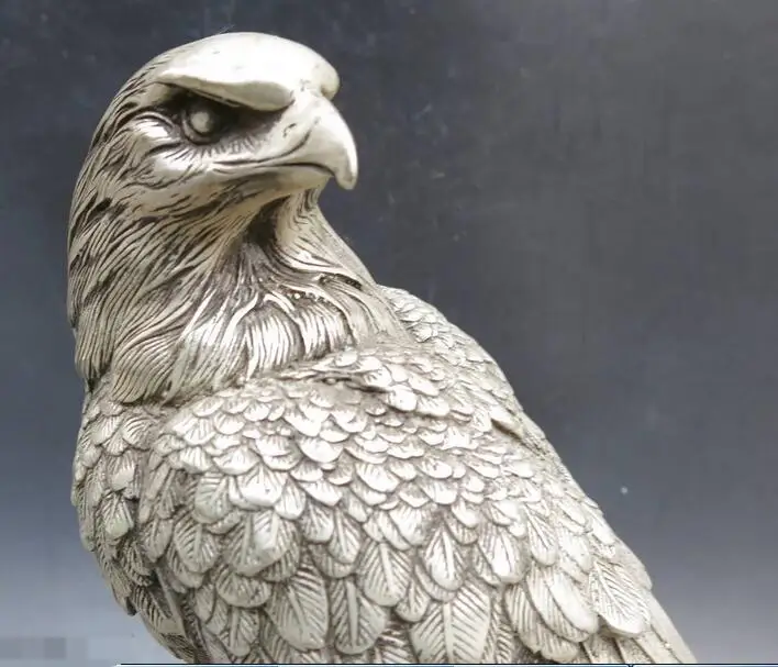 9 &quotКитайская Серебряная резная красивая скульптура мощная Статуя Орла удачи |
