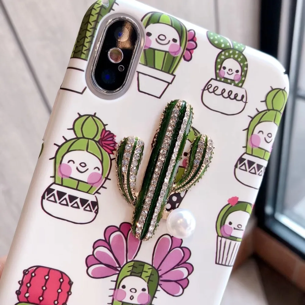 cactus print design cute cartoon stereoscopic cover for apple iphone 6 6s 6P plus iPhone 7 7P 8 8P X soft mobile phone Case |