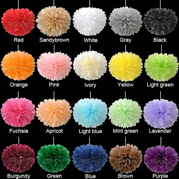 10 шт./лот 8 дюймов(20 см) папиросная бумага Pom Poms Цветочные шары из бумаги ремесла Рождество Свадебная вечеринка украшения много цветов