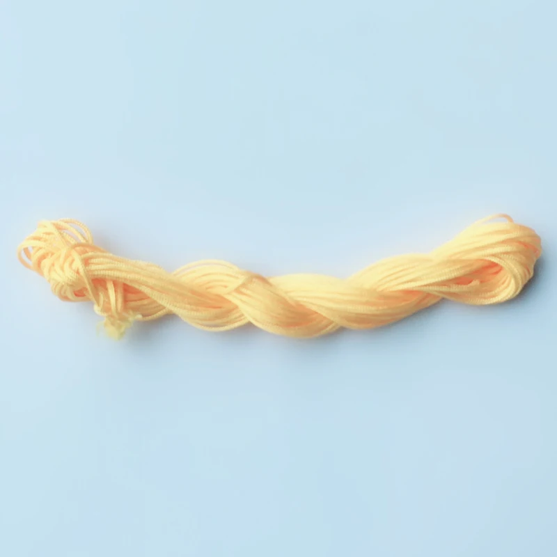 Light gold yellow15m Аксессуары для детских прорезывателей, 15 м, атласный нейлоновый шнур для силиконовых прорезывателей, ожерелье, браслет, 1,5 мм, шелковые веревочные шнуры для соски, зажим - Цвет: Light gold yellow15m