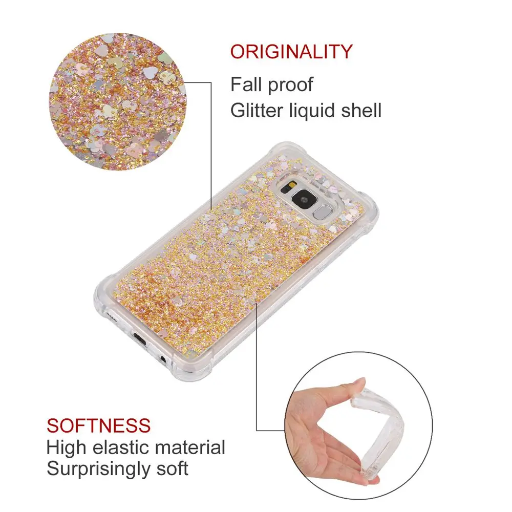 Tipfly динамический Жидкий блеск Sand Любовь Сердце Bling чехол для Samsung Galaxy S8 плюс