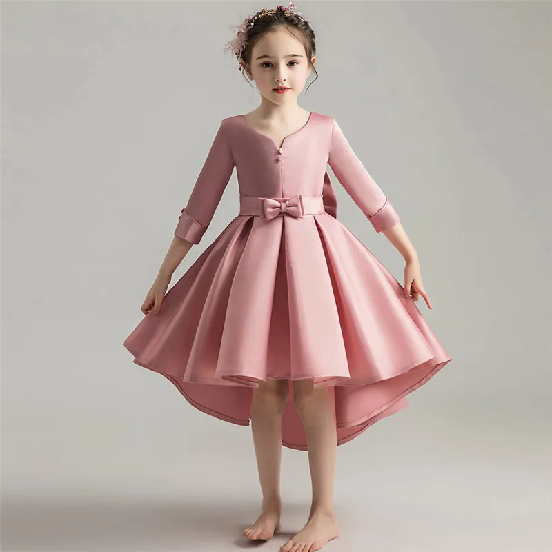 pink tail dress Новинка; сезон осень-зима; детское элегантное платье для девочек на день рождения, свадьбу, вечеринку, выпускной вечер; Детский костюм для выступлений на фортепиано; платье со шлейфом - Цвет: pink tail dress