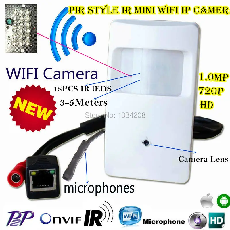 ИК Ночное Видение аудио и видео наблюдение 720P с WIFI скрытой ip камерой HD PIR STYL