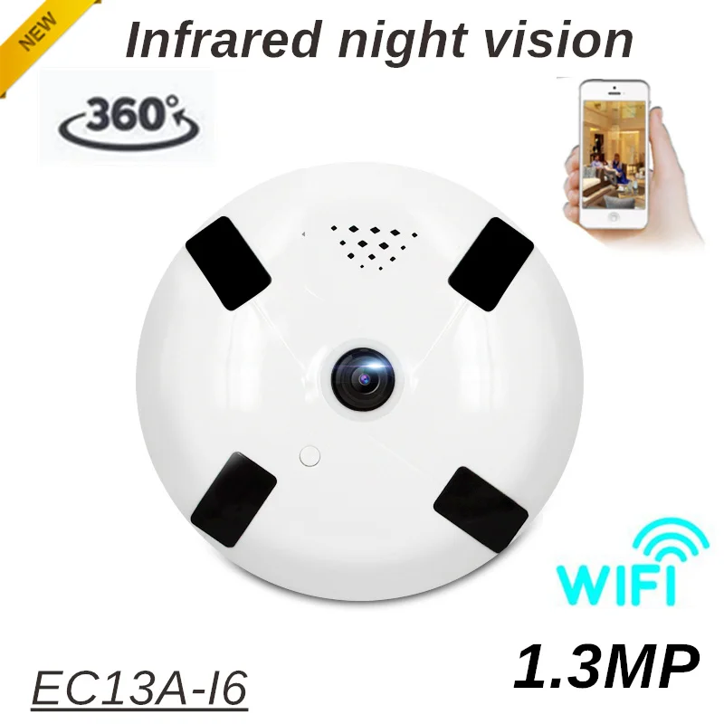 360 градусов смарт panoramin IPC Беспроводной IP Fisheye Камера 1.3mp встроенный микрофон и